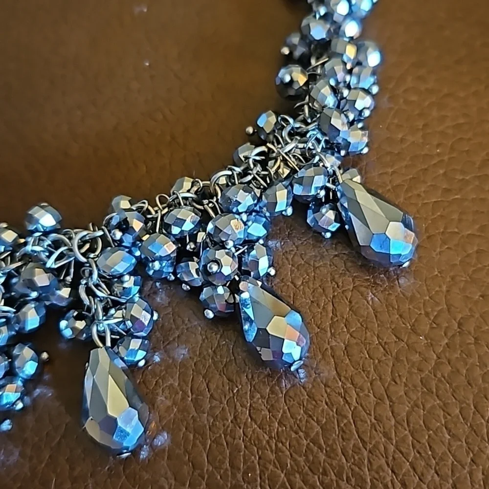 VTG Silver Mirror Crystal Cluster Bead Chainmaille Formal Castlecore Necklace